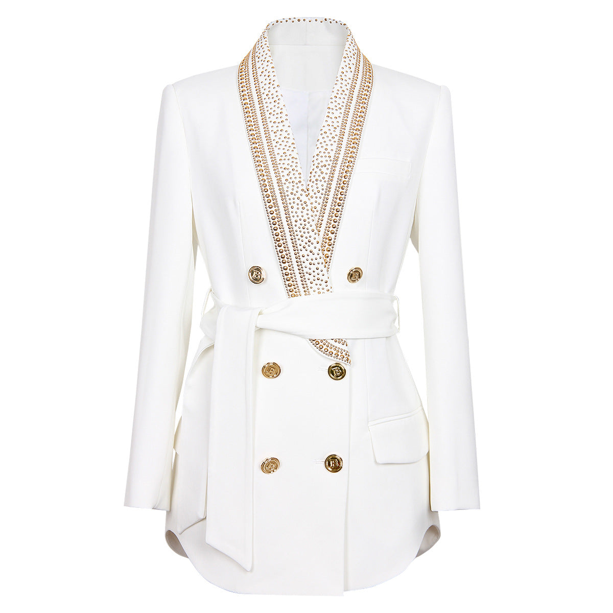 Designed Women's Mid-Length Blazer with Shawl Collar