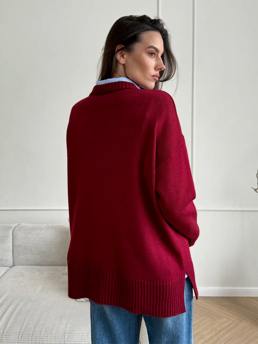 Women's Casual Split Hem Sweater