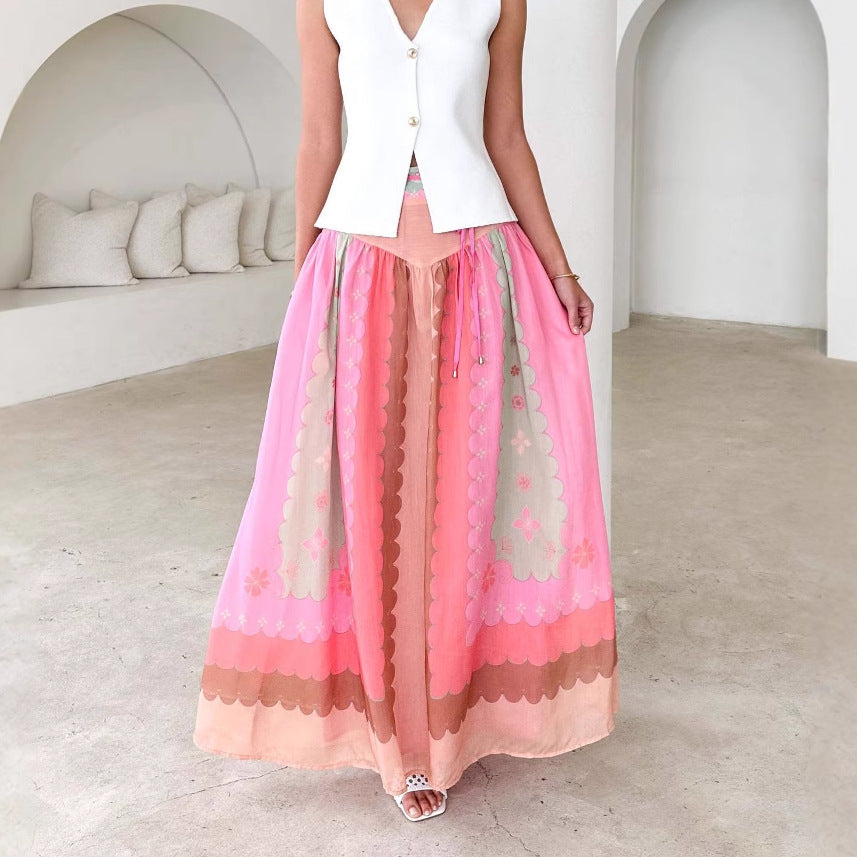 Women's Boho Print Wrap Maxi Skirt