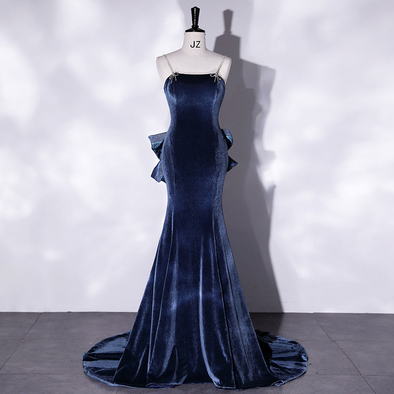 Sexy Navy Blue Mermaid Evening Dresses