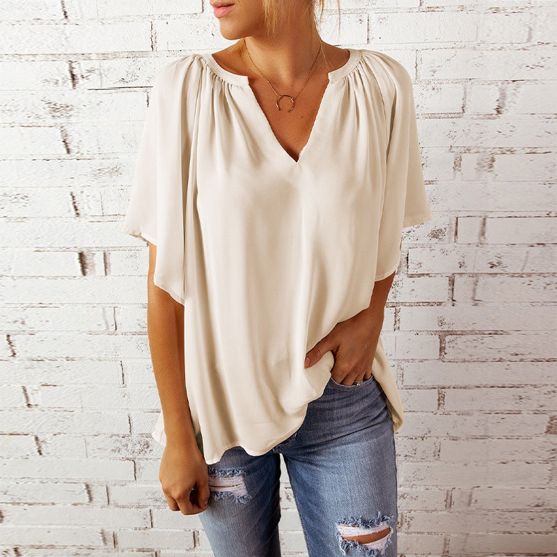 Leisure Chiffon Short Sleeves Women Blouses