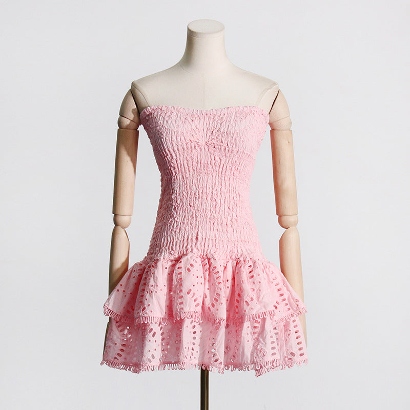 Designed Women's Holiday Style Bodycon Bandeau Beach Dress