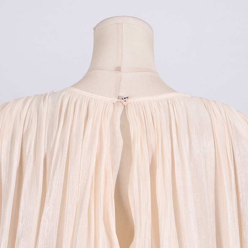 Designed Sweet Style Beach Dress – Loose Fit Long Sleeve Wrap Belt Waist Mini Dress