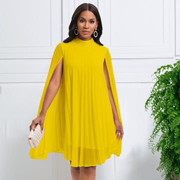Elegant Chiffon Batwing Sleeve Pullover Cape Dress