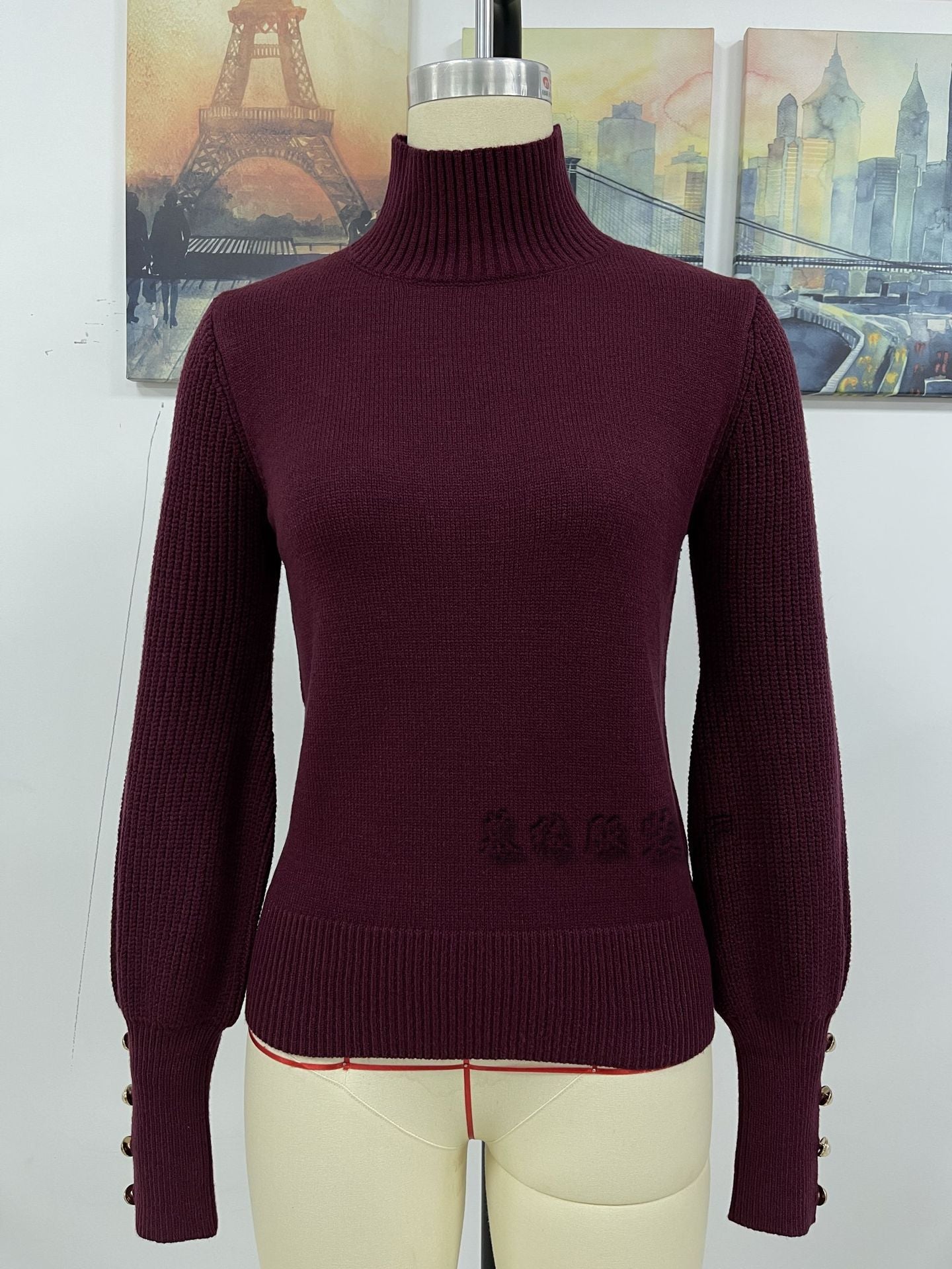 Casual High Neck Beaded Women Sweaters