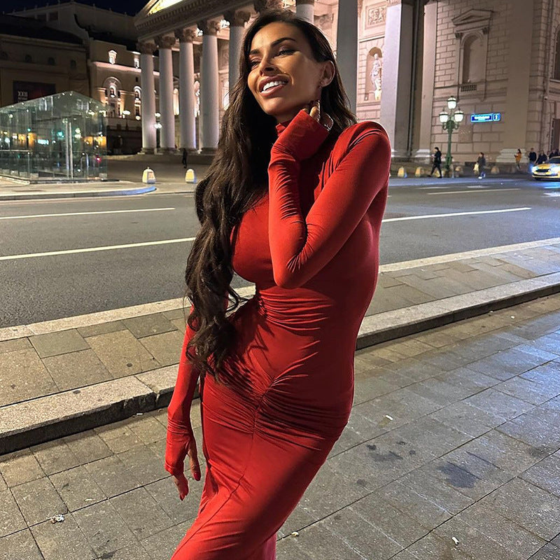 Sexy Stand High Neck Long Sleeves Sheath Dresses