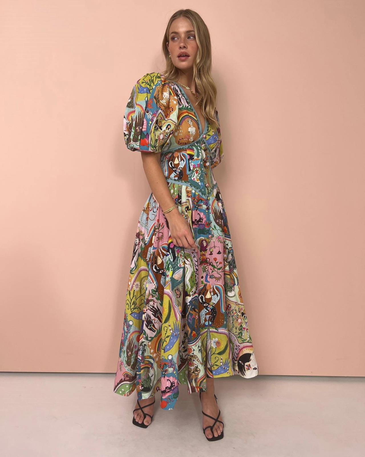 Casual V-Neck Short Sleeve Linen-Blend Dress