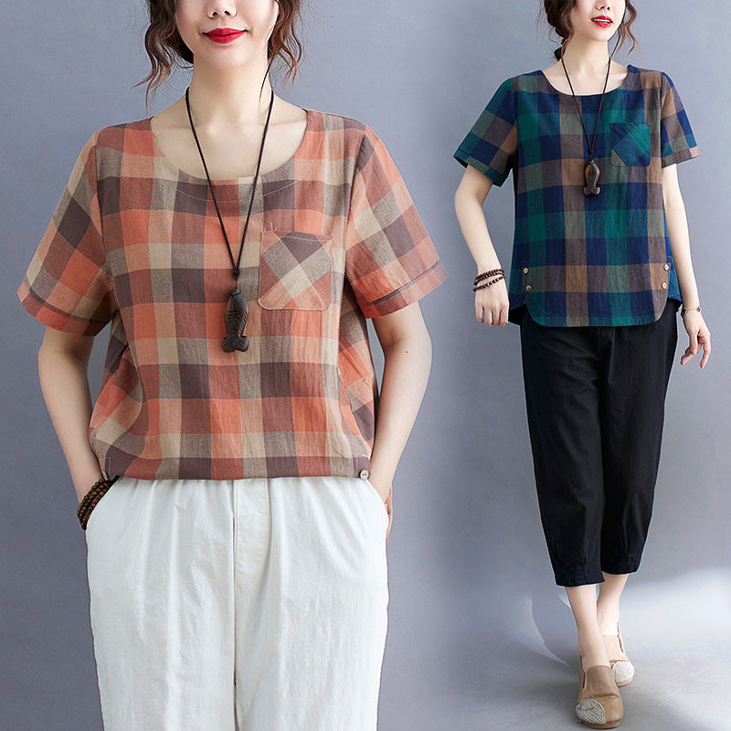 Vintage Stripe Cotton Linen T-Shirt