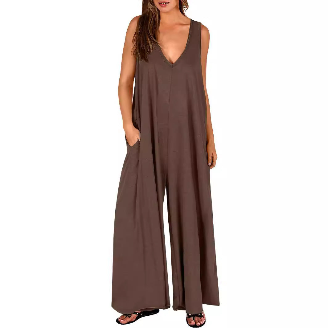 Women's Summer Casual Jumpsuit - Lightweight Pocket Romper