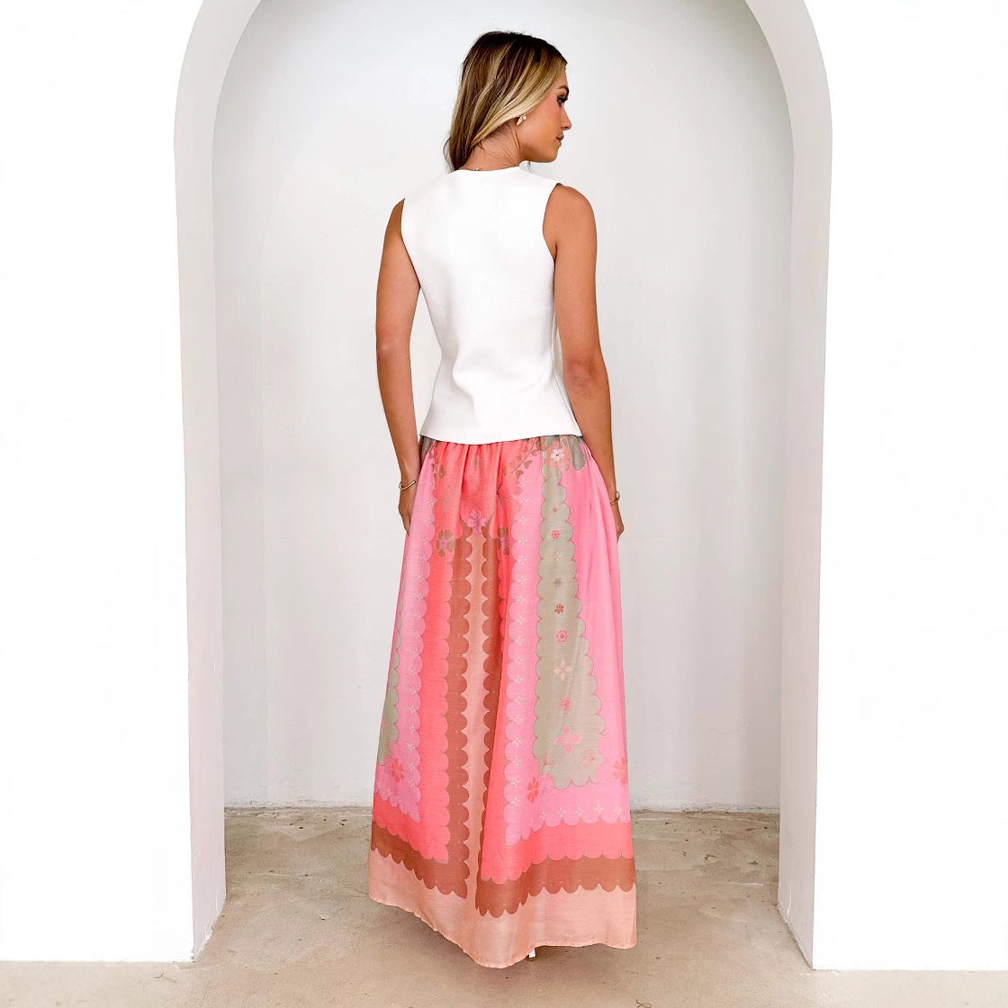 Women's Boho Print Wrap Maxi Skirt