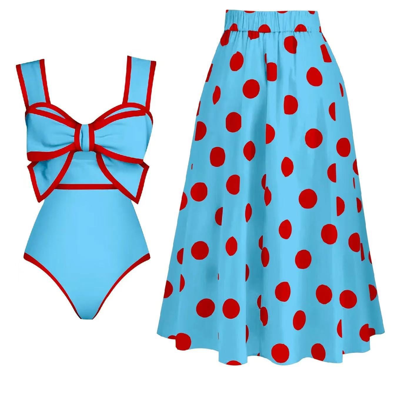 Butterfly Knot Round Skirt One-Piece Swimsuit