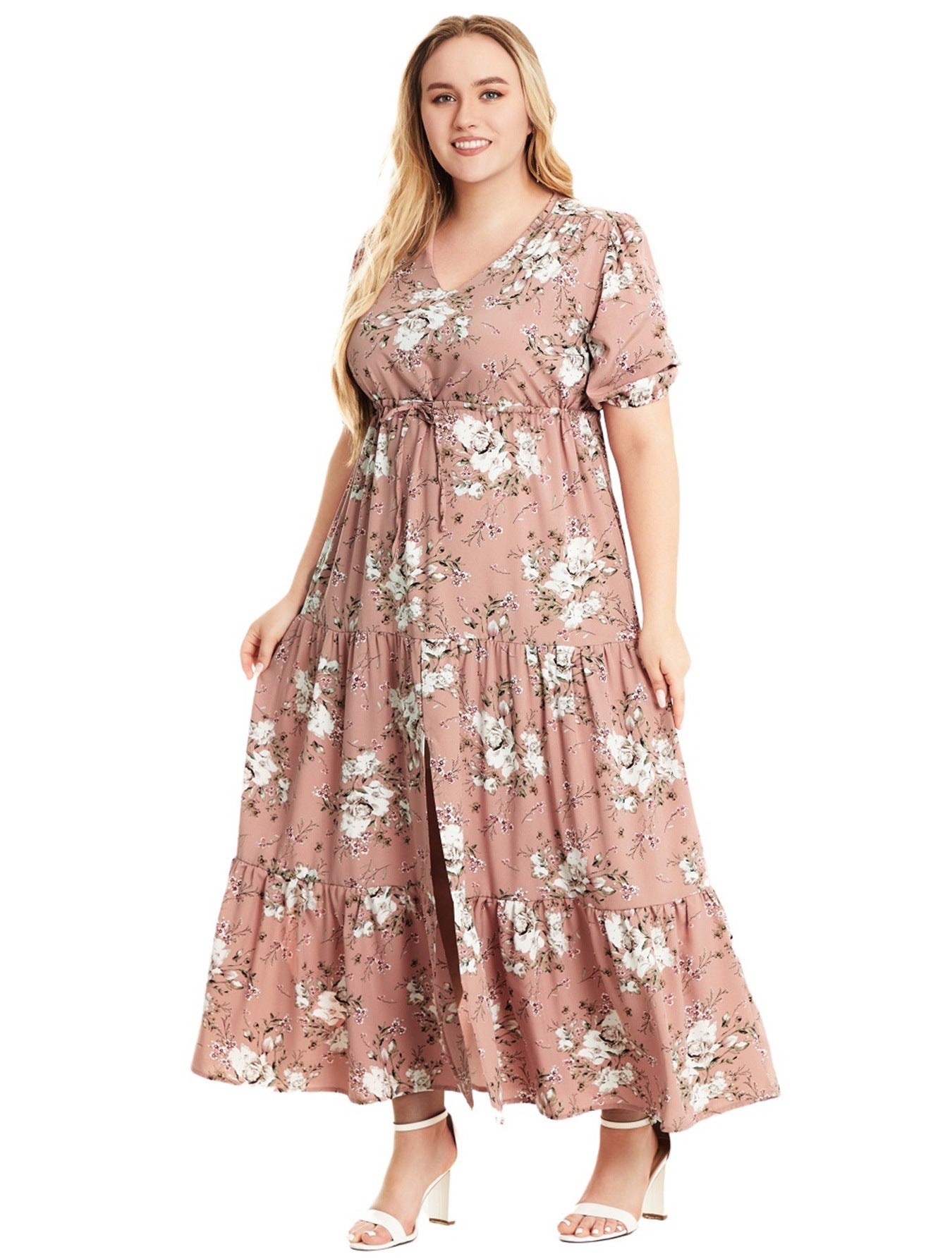 Plus Size Boho Floral Print Maxi Dress