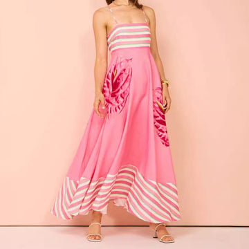 The Breezy Minimalist Floral High-Waist Swing Dress