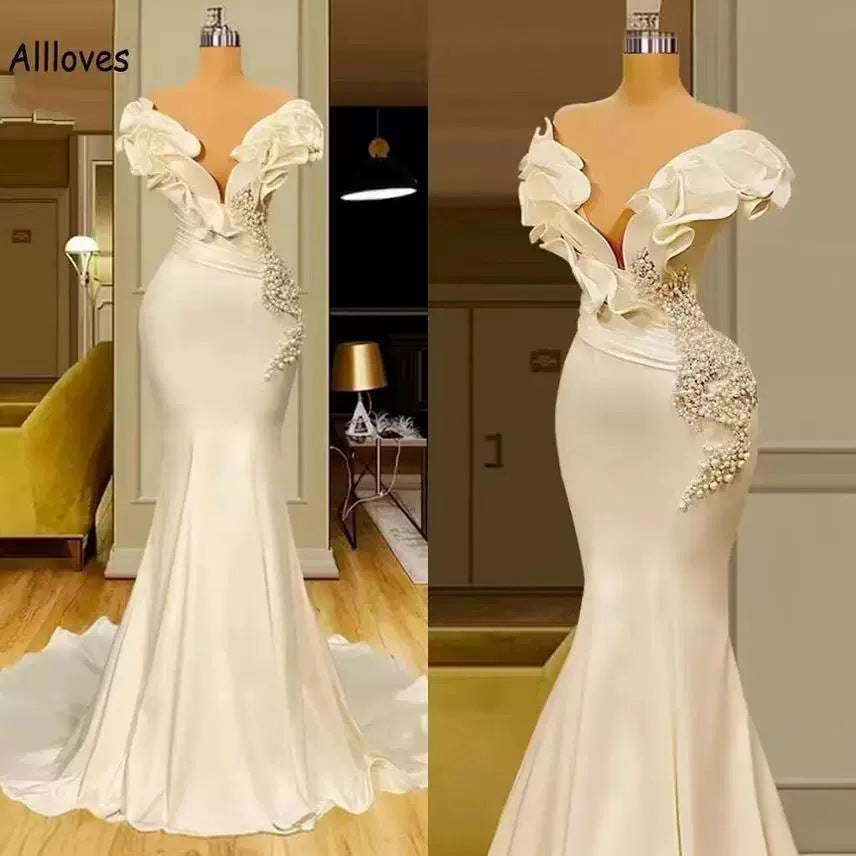 Women’s Satin V-Neck Evening Dress | Slip Mermaid Gown for Party