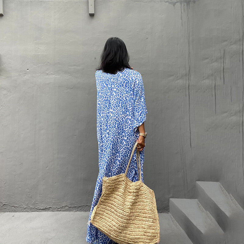 Summer Holiday Women Pullover Beachwear Cover Ups-Blue-One Size-Free Shipping at meselling99