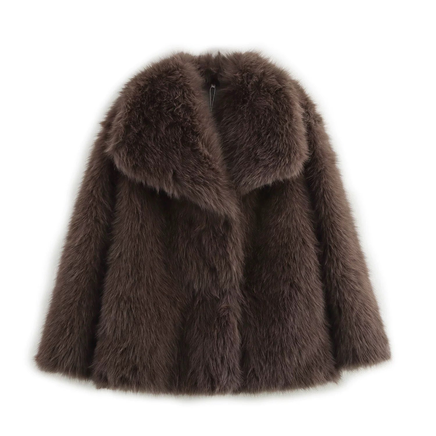 Women's Cropped Faux Fur Jacket - Short Winter Coat