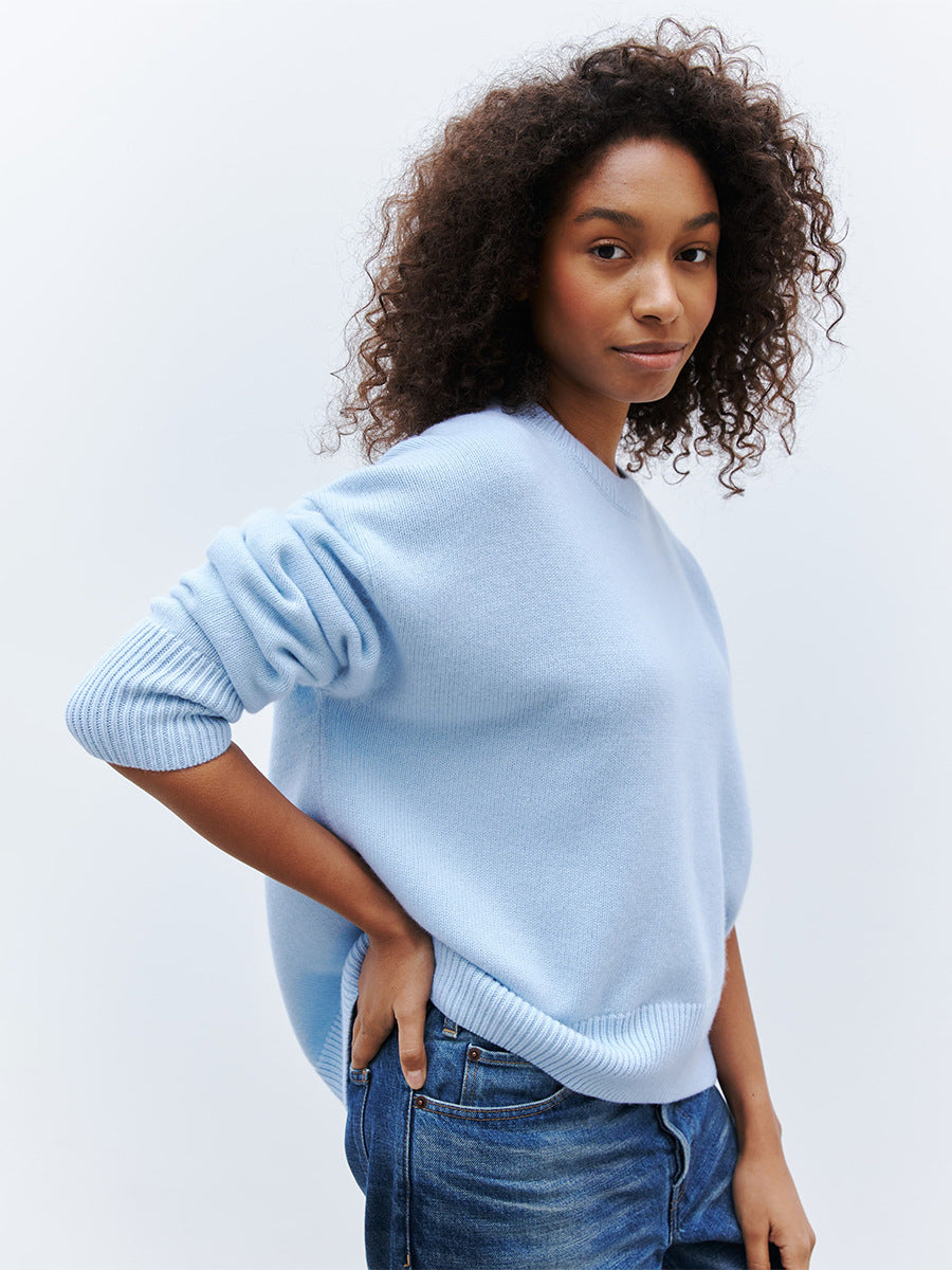 Women's Oversized Round Neck Long Sleeve Sweater