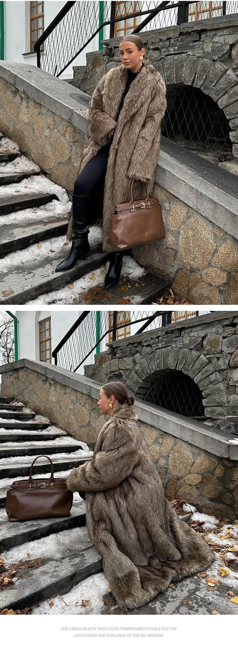 Faux Fur Winter Jacket in Brown, Thickened Warm Outerwear