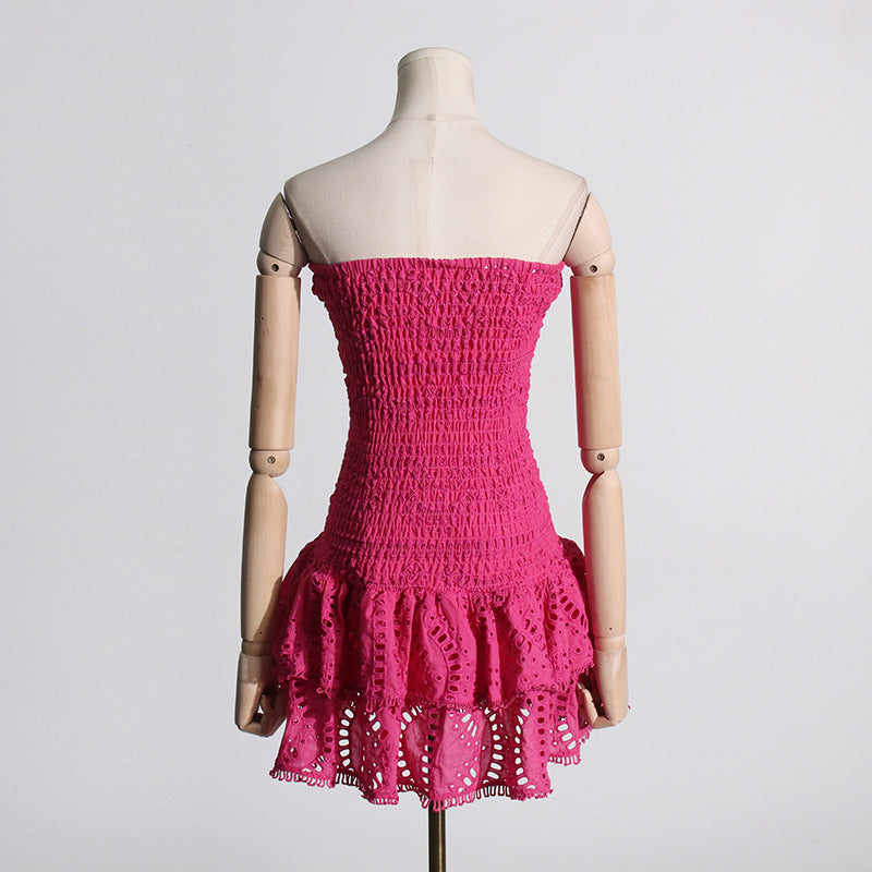 Designed Women's Holiday Style Bodycon Bandeau Beach Dress