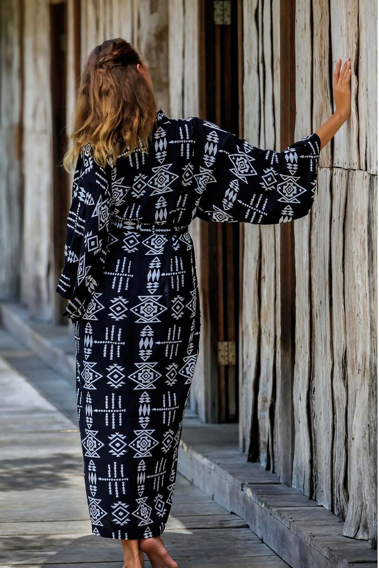 Leopard Print Long Kimono Cover-Up