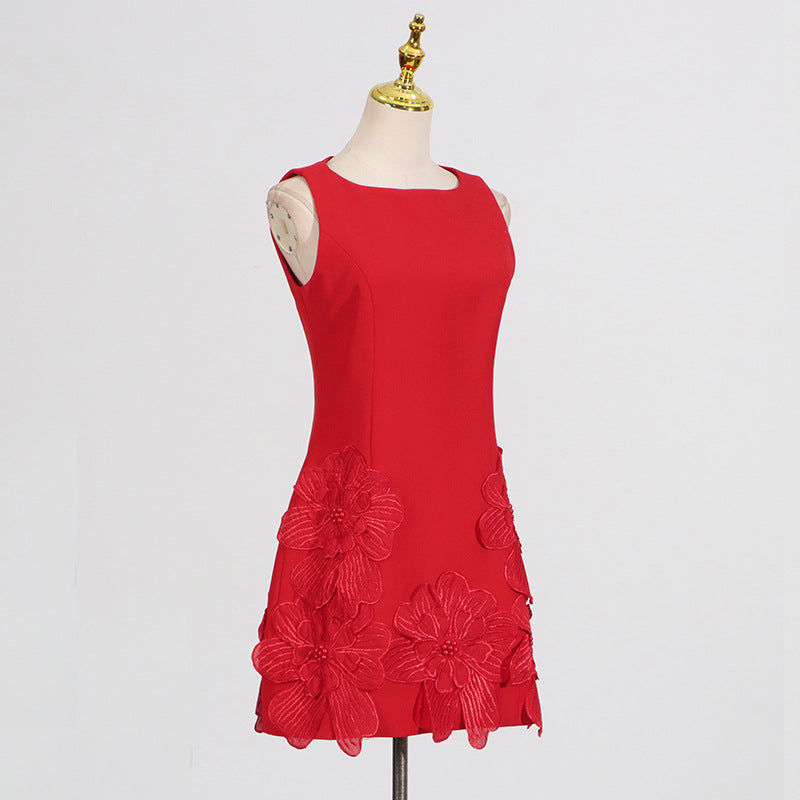 Designed Sweet 3D Floral Sleeveless Mini Dress