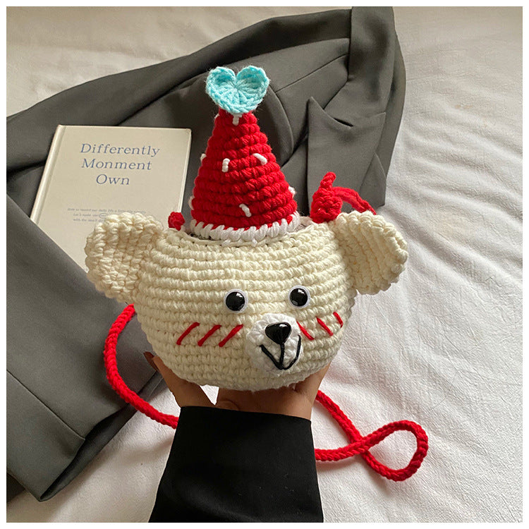 Handmade Knitted Bear Coin Purse
