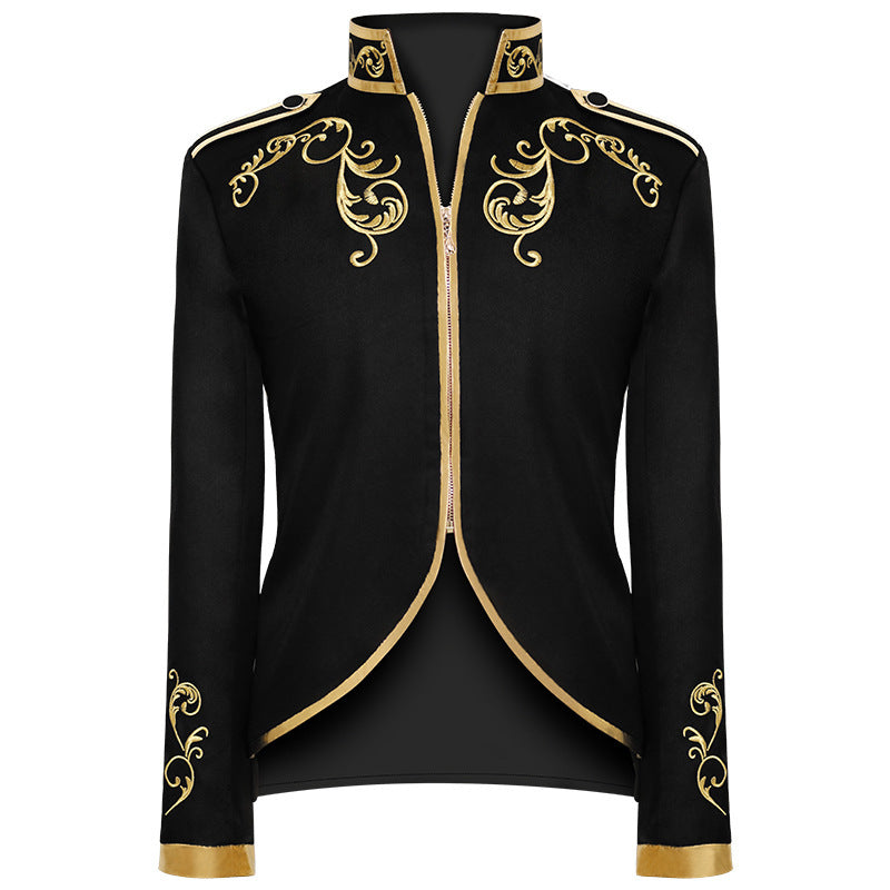 Medieval Court Style Embroidered Blazer for Men