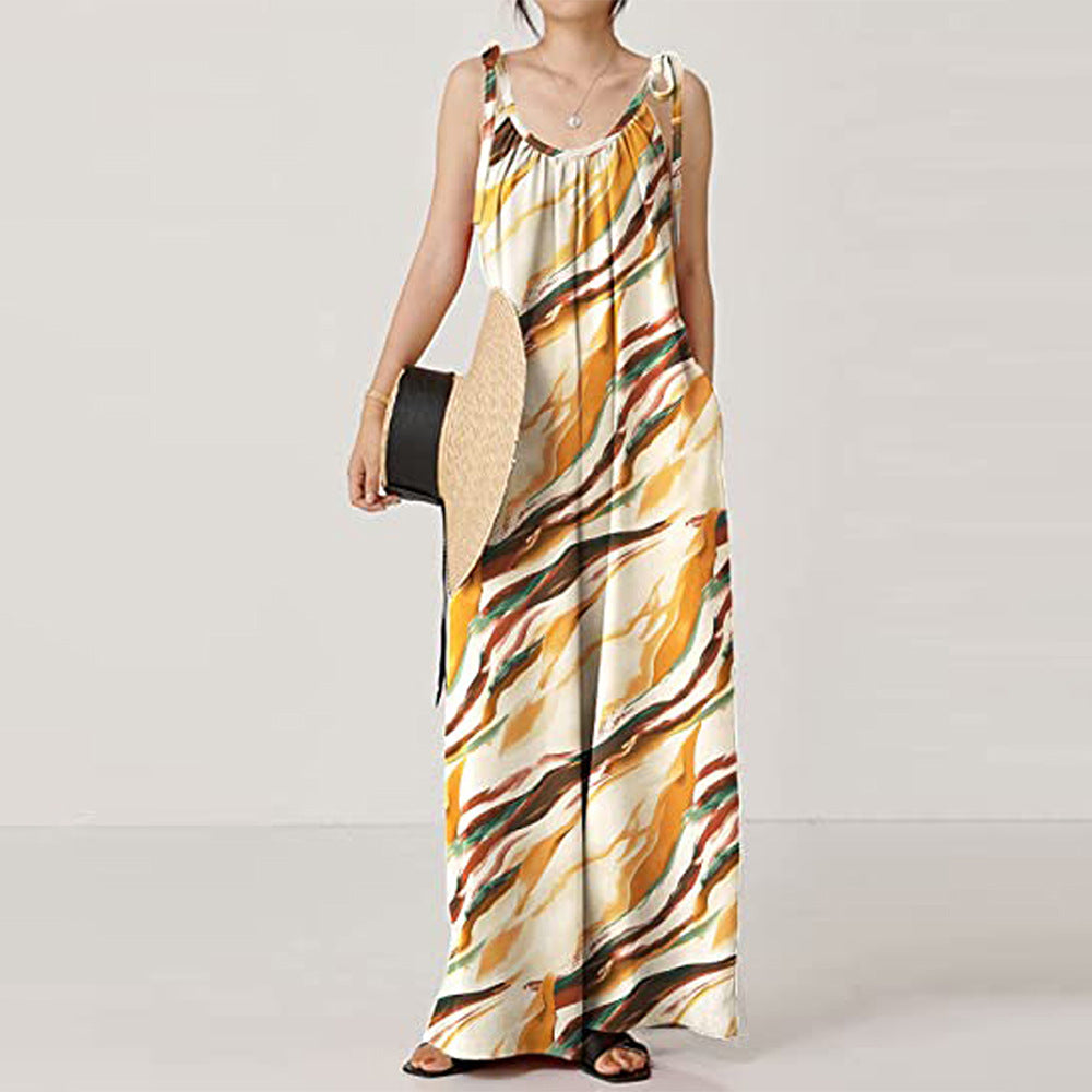 Casual Floral Print Summer Long Jumpsuits