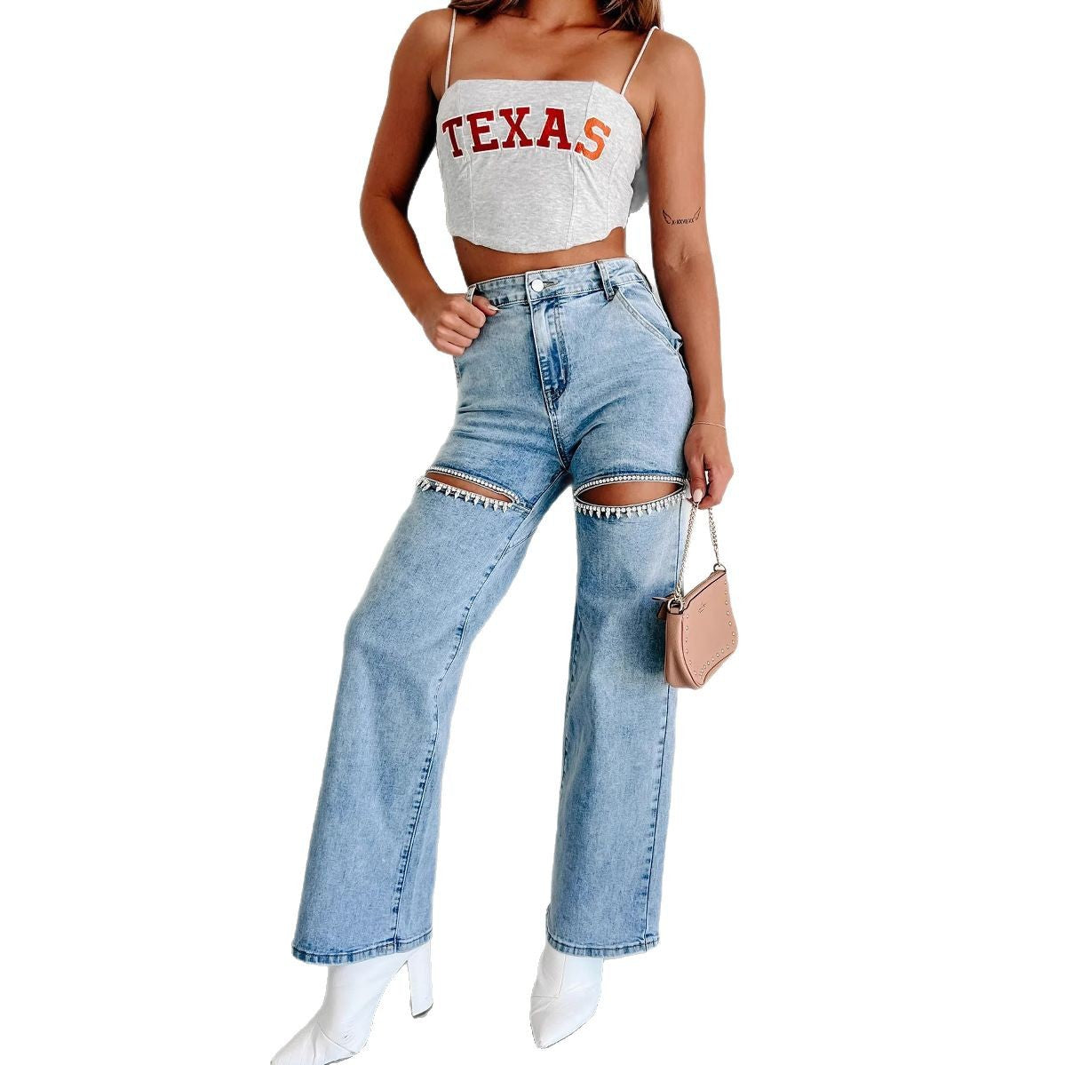 Summer Fashion Casual Ripped Straight Leg Jeans for Women