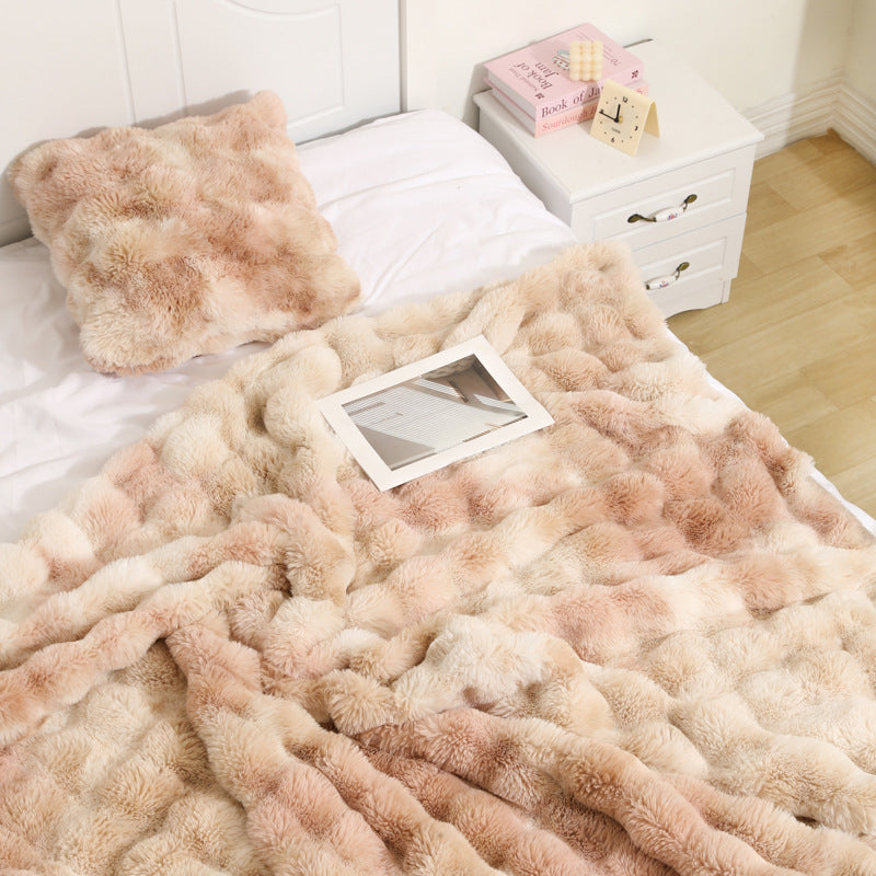 Tie-Dye Reversible Bubble Fleece Blanket