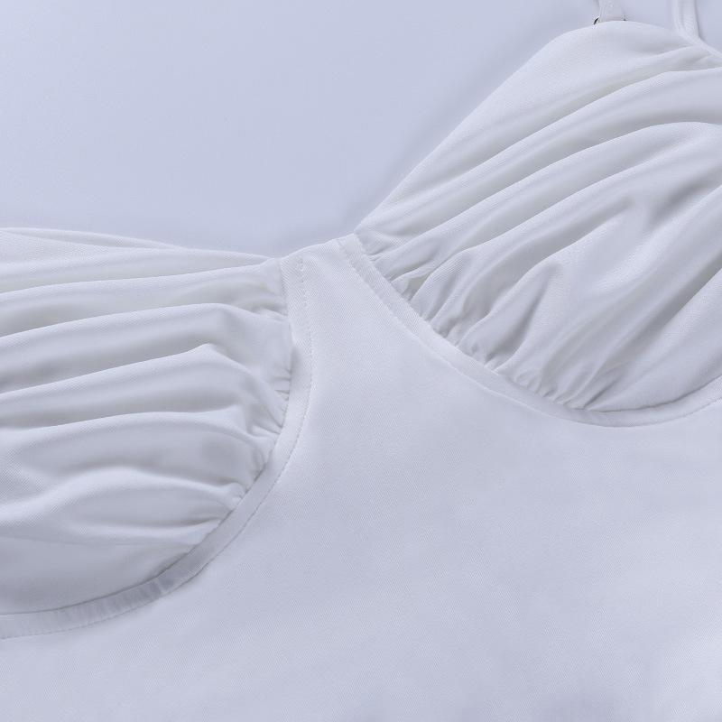 Sexy Pleated Strapless Short Slip Halter Dresses-Dresses-Free Shipping at meselling99