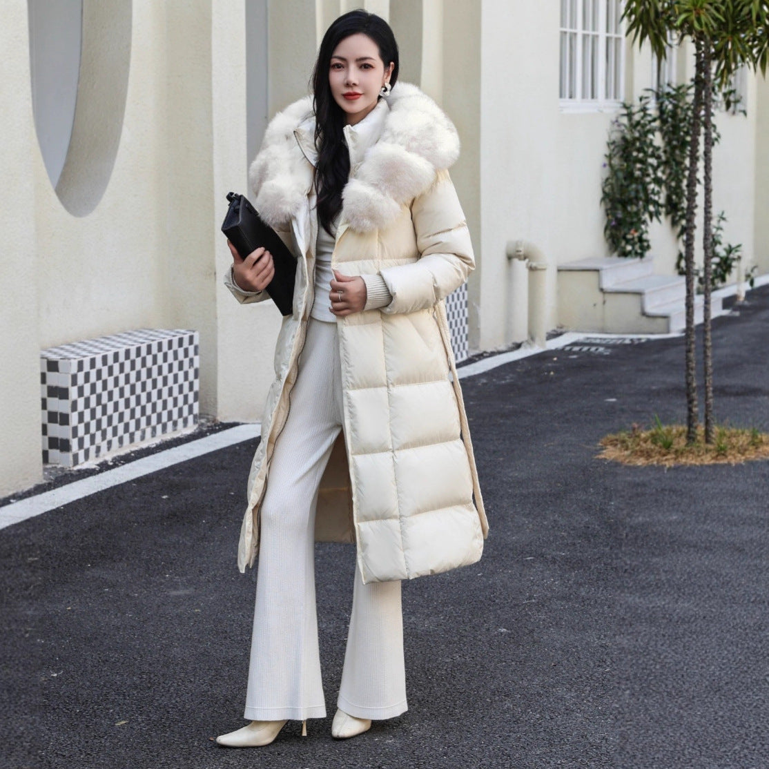 Women's Eco-Friendly Fox Fur Hood Down Coa