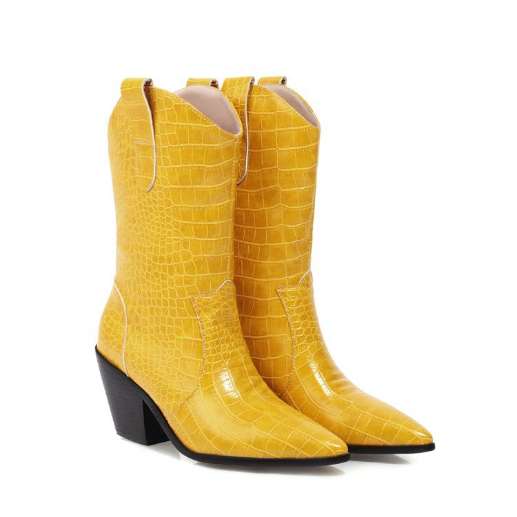 Vintage Peep Toe Chunky Heels Plus Sizes Boots