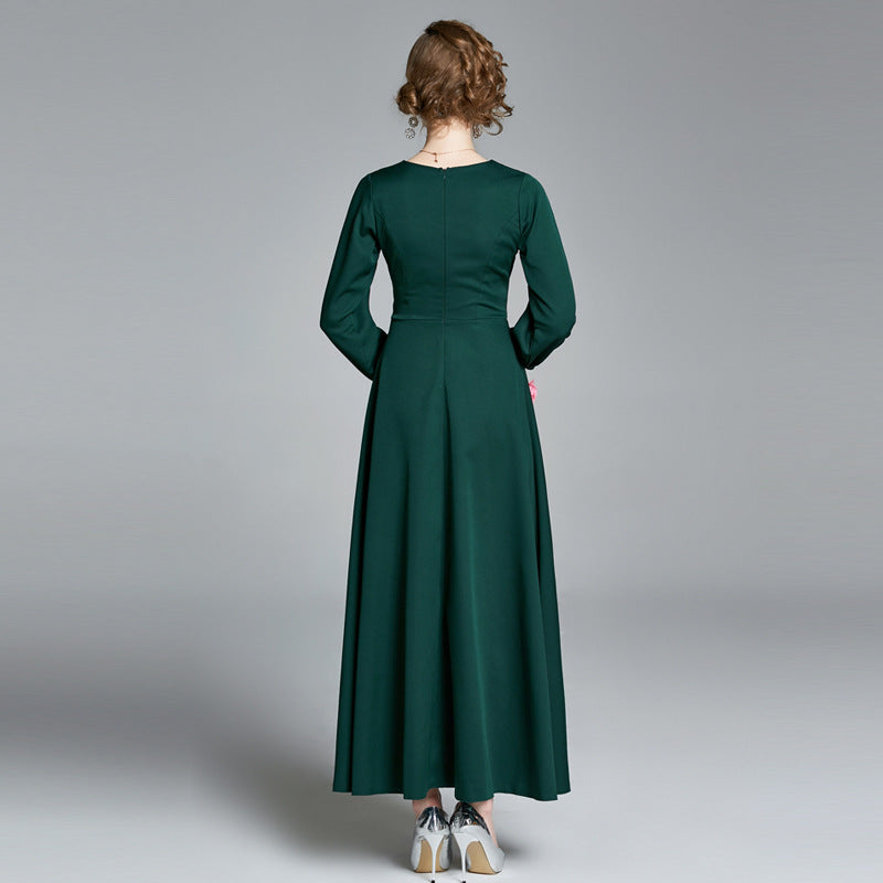 Vintage Elegant Dark Green Belt Long Dresses--Free Shipping at meselling99