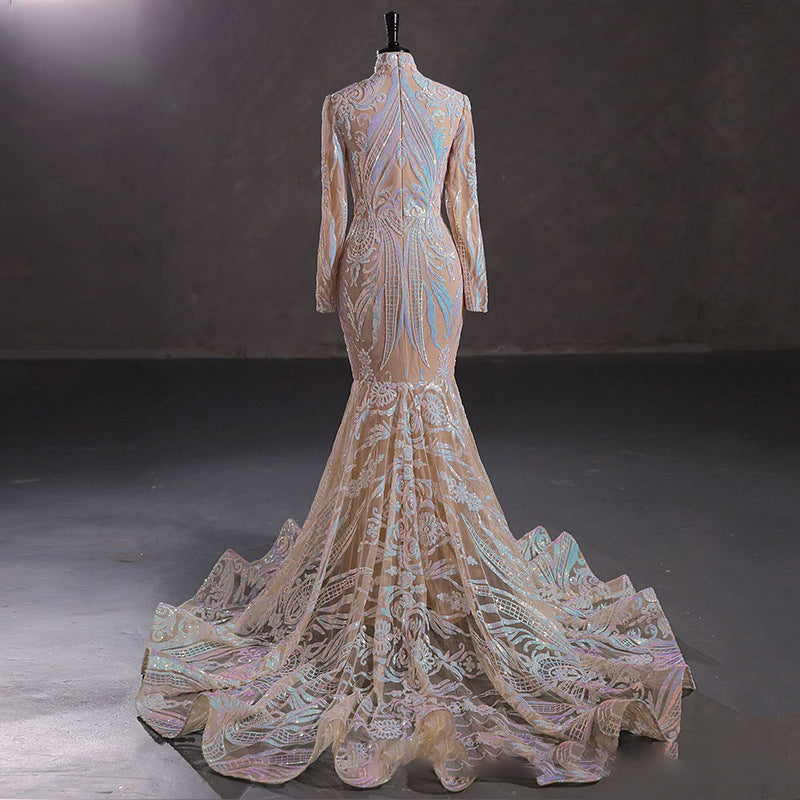 Luxury Long Sleeve High Waist Evening Dress/Wedding Dresses