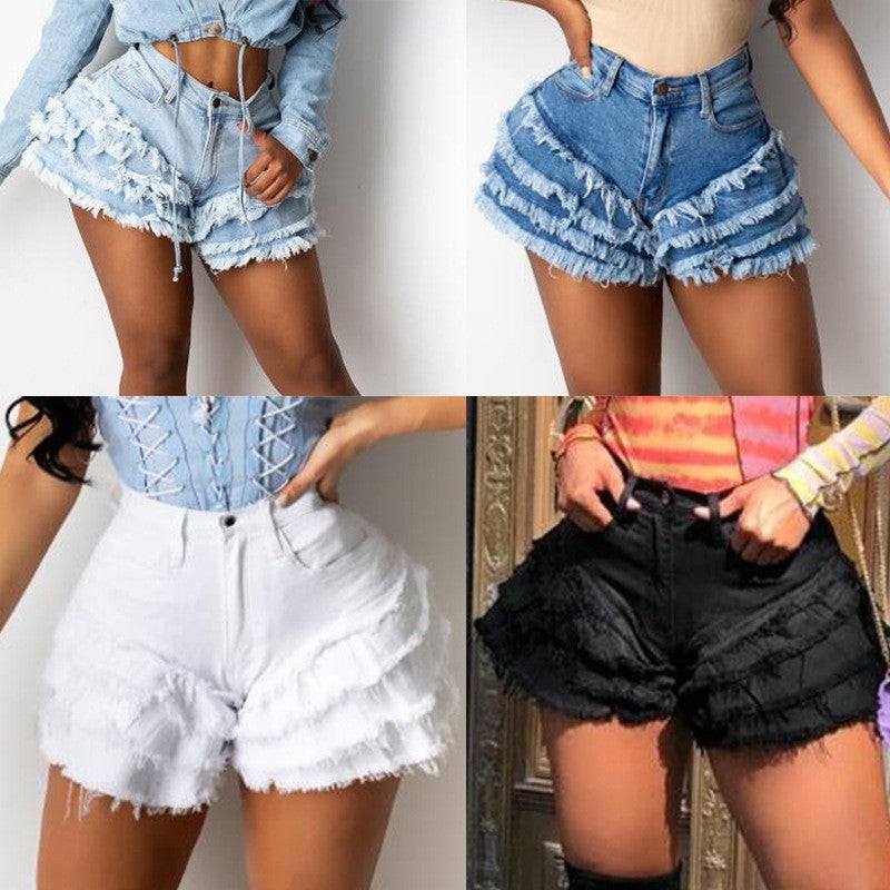 High-Waisted Distressed Denim Shorts for Women