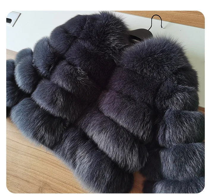 Women's Thickened Faux Fox Fur Spliced Winter Coat