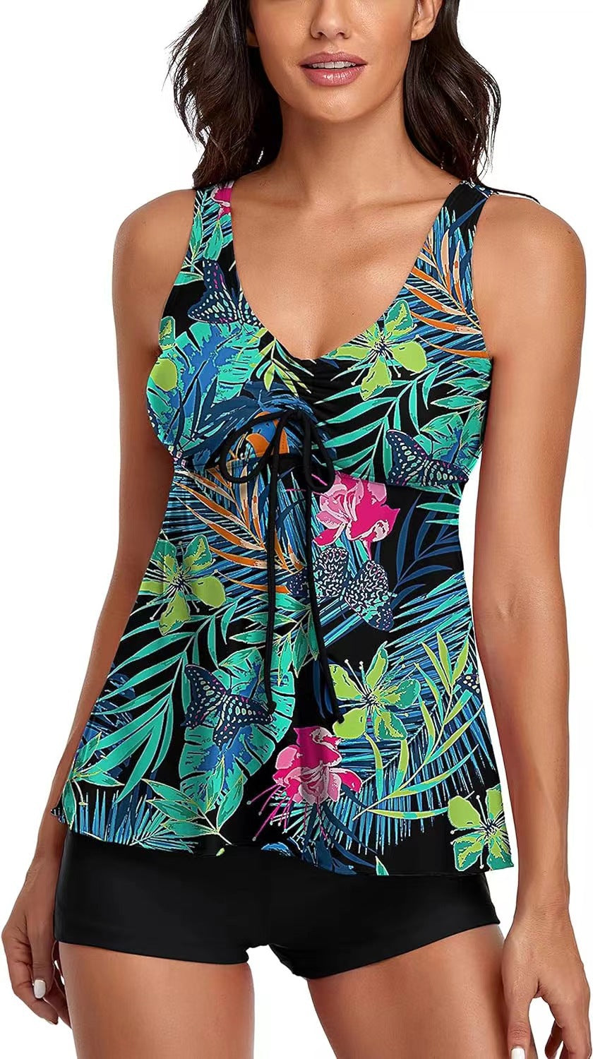 Women's Printed Multi-Colored Conservative Bikini Set