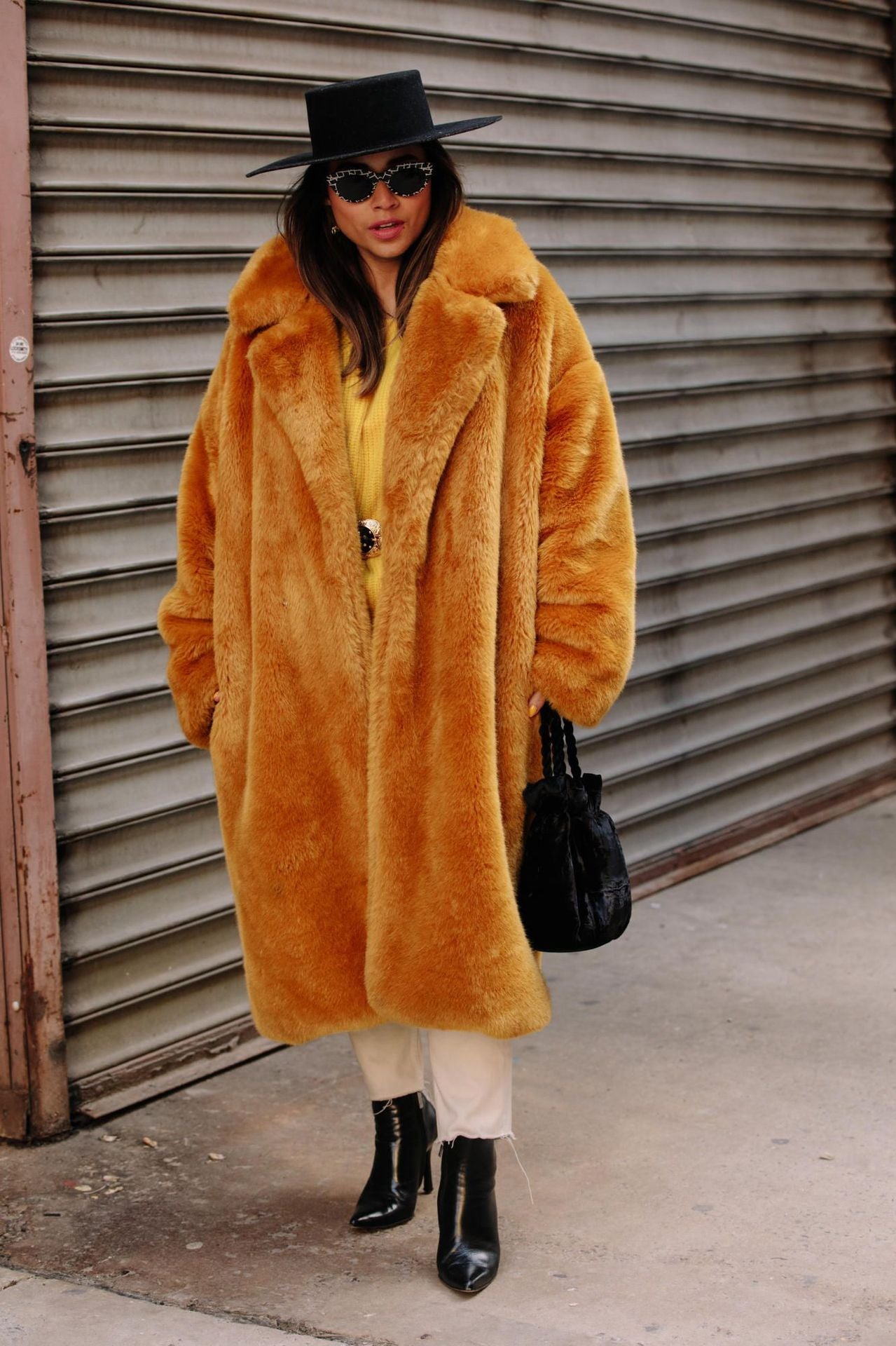 Long Plush Rabbit Hair & Mink Fur-Like Coat
