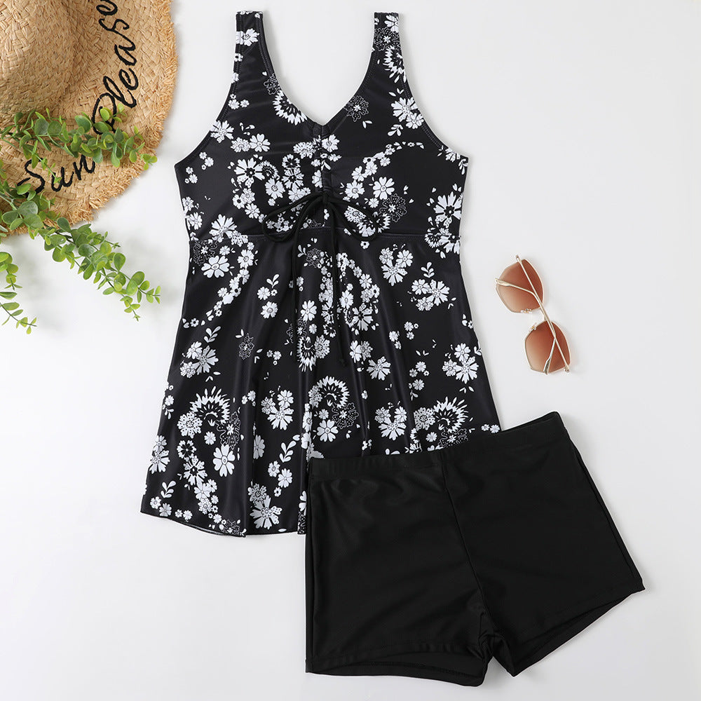 Women's Printed Multi-Colored Conservative Bikini Set