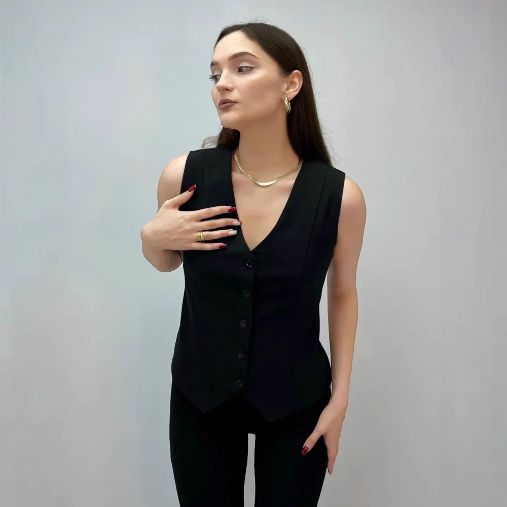 Women's Summer V-Neck Sleeveless Vest Cardigan