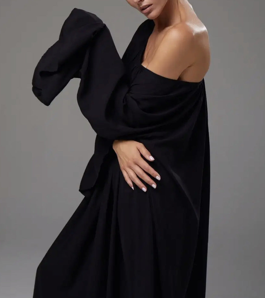 Boho Oversized Dress – Flowy Maxi Robe Dress in Solid Color-White-One Size-Free Shipping Leatheretro