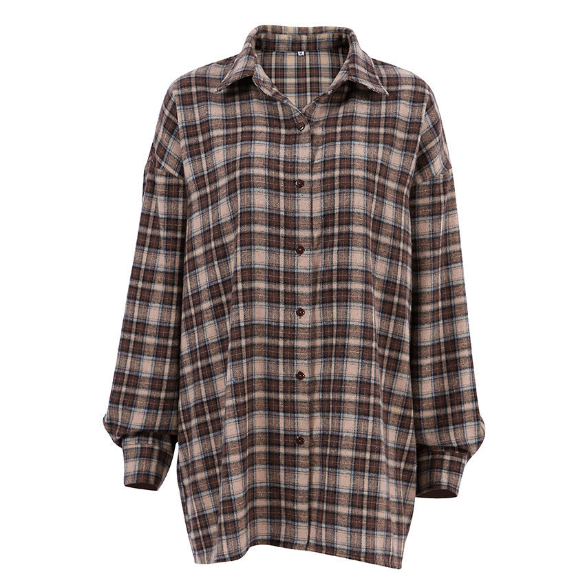 Designed Vintage Long Sleeves Plaid Shirts