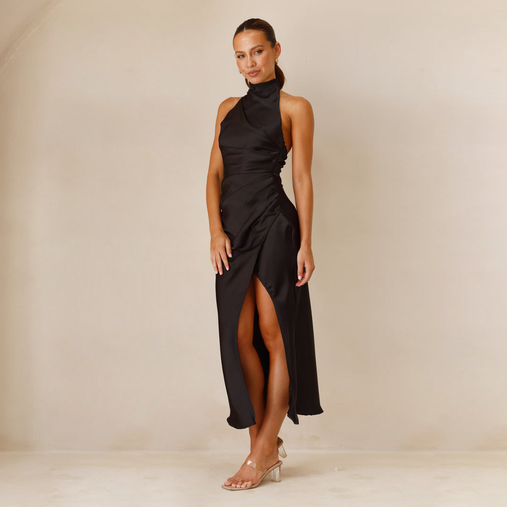 Women's Sexy Halter Neck Slim Slit Sleeveless Long Dress