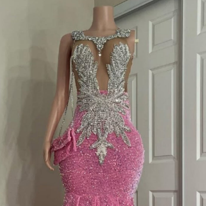Luxury Sweep Train Evening Gown