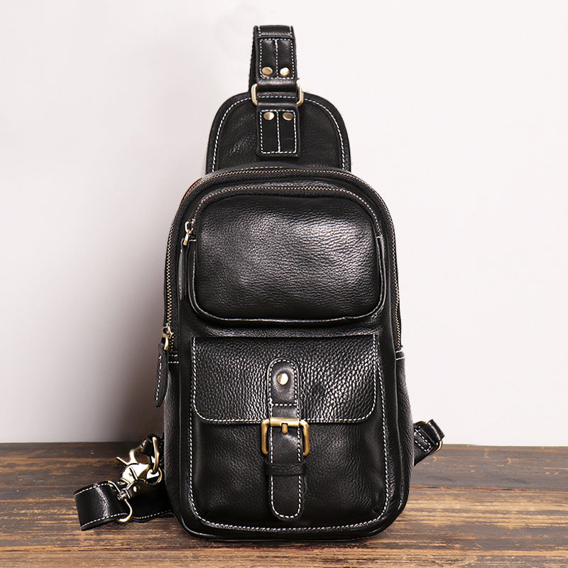 European and American Men's Crazy Horse Leather Crossbody Chest Bag