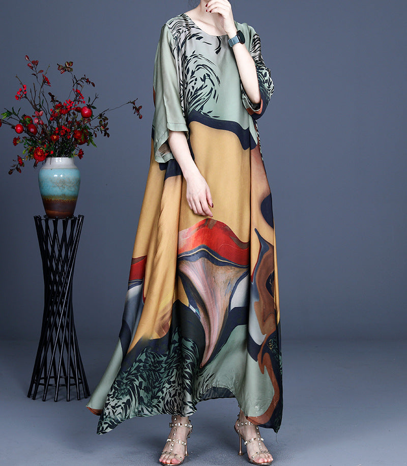 Luxrury Tencel Irregular Long Dresses-Dresses-Orange-One Size-Free Shipping at meselling99