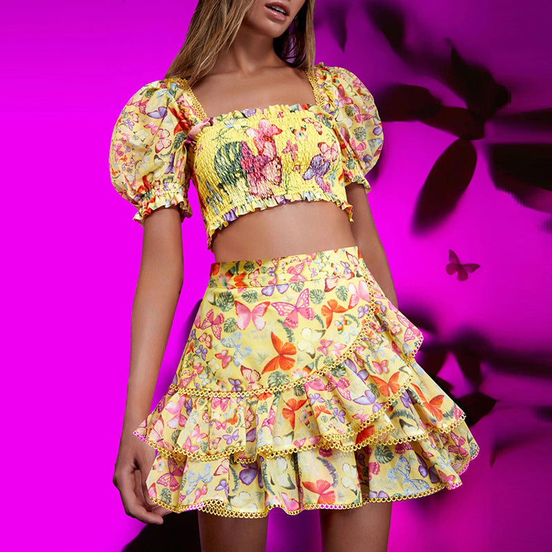 Summer Boho Vacation Style Top & Skirt Set