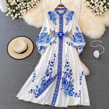 Imperial Porcelain Print Maxi Dress