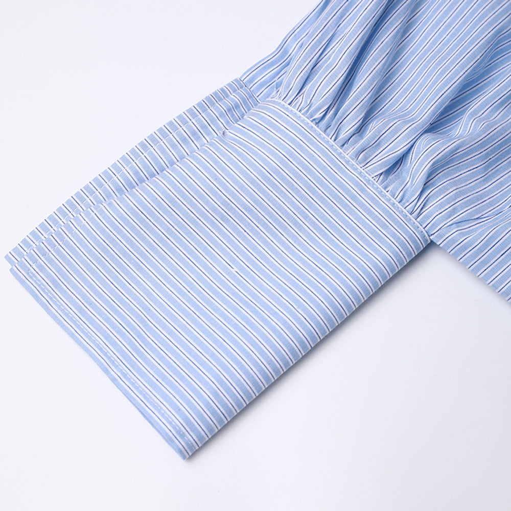 Designed Irregular Striped Long Sleeves Shirts for Women
